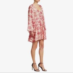 Elizabeth and James Pink and White Scoop Neck Mini Dress